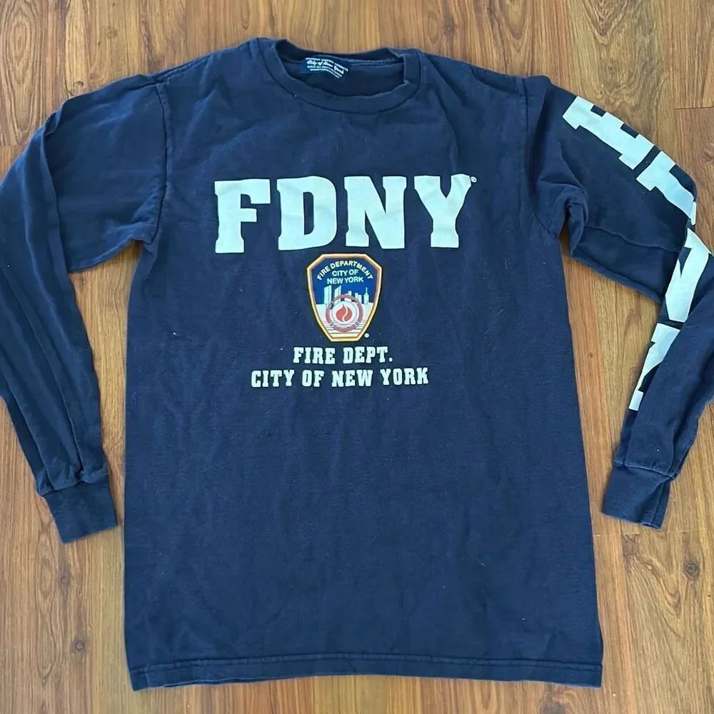 FDNY official navy 2012 white long sleeve T-shirt size S